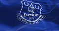 Close- up of the Everton FC flag waving in the wind Royalty Free Stock Photo
