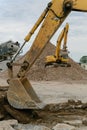 Close-up of an excavator bucket