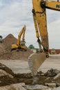 Close-up of an excavator bucket