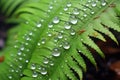 close-up of exotic ferns with dewdrops
