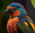 Close-up Exotic Tropical Colourful Bird. Generative AI