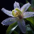 Close-up of an exquisite flower, with droplets of water on its petals. These droplets give flower unique and delicate