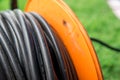 Close-up of an extension cord reel Royalty Free Stock Photo