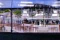 Close up exterior of Apple Marina Bay Sands; the all-glass spherical dome structure designed by architecture studio Foster+