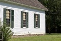 Close up exterior view of an old 19th Century one room schoolhouse Royalty Free Stock Photo