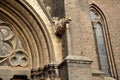 Close-up on the external facade of Sint Martinuskerk church, located in Wyck neighborhood, with a gargoyle Royalty Free Stock Photo
