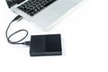 Close up of external hard disk drive for connect to laptop. HDD Royalty Free Stock Photo