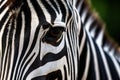 Close up of the eye of an African zebra. Generative AI Royalty Free Stock Photo