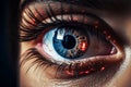 close-up of an eye with artificial intelligence in the retina. Future technologies for recognizing the environment Royalty Free Stock Photo