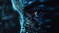 Close-up of Eye with Binary Code Reflection