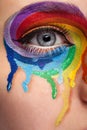 Close up eye with cry colors in a wheel arround the eye Royalty Free Stock Photo