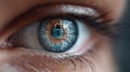 Eye Reflecting a Digital Padlock Symbolizing Secure Vision Data With an Open Right Margin Royalty Free Stock Photo