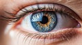 close up of a female eye, colored eye background, female eye background