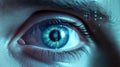 Close-up eye the future cataract protection, scan, contact lens. Royalty Free Stock Photo