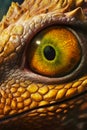 Close up of the eye of green and yellow dragon's eye. Generative AI Royalty Free Stock Photo