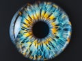 Close up of eye iris on black background Royalty Free Stock Photo