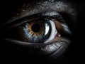 Close up of eye iris on black background Royalty Free Stock Photo