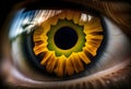 Close up of eye iris on black background, macro, photography