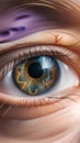 A close-up of an eye with iris and designed contact lense Royalty Free Stock Photo