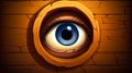 Close up of eye looking through hole in brick wall. Generative AI Royalty Free Stock Photo