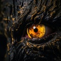 a close up of the eye of a monster