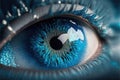 Close-Up of eye perfect blue eye macro vision.