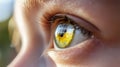 Close-up of eye reflecting window with natural light Royalty Free Stock Photo