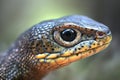 Close-up of the eye of a skink (Lacerta agilis)