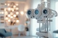 Close-up of an eye test machine at an optometry clinic Royalty Free Stock Photo