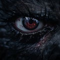 a close up of the eye of a werewolf