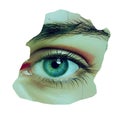 Close up eye of woman faded colors cut out sticker