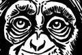 Close -up eyes of baboon, muzzle of monkey abstract illustration