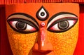 Close up of the eyes of an idol of Hindu goddess Durga