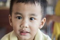 Close up eyes looking to camera and face of one year old asian t Royalty Free Stock Photo