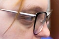 Close-up eyes of a man wearing glasses Royalty Free Stock Photo