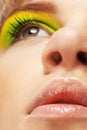 Close up eyes, nose and lips of woman