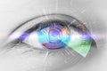 Close up eyes of technologies in the futuristic. : eye cataract Royalty Free Stock Photo