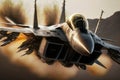 Close up of an F 15 Eagle fighter jet using its afterburners Royalty Free Stock Photo