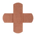 Close-up of fabric adhesive bandages in a cross isolated on white