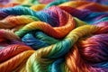 Close up fabric fiber, wavy rainbow texture, assorted diverse colors diversity