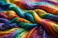 Close up fabric fiber, wavy rainbow texture, assorted diverse colors diversity