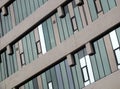 Close up of the facade of the brutalist style ec stoner building at the university of leeds