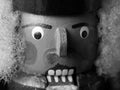Close-up of An Angry Looking Nussknacker, Black And White Royalty Free Stock Photo
