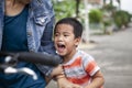 Close up face of asian children crying with sad emotion