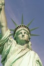 Close-up of the face and crown of the Statue of Liberty on a sunny day Royalty Free Stock Photo