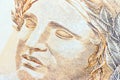 Close-up of the face of Effigy of the Republic, detail of Brazilian banknote, concept of savings or investment