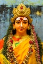 A close up on the face of an idol of Goddess Durga. Royalty Free Stock Photo