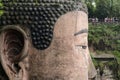 Close up of the face of Leshan Giant Buddha