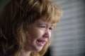 Close up face of little boy crying with tears. Portrait of a kid Cry at home. Child sad Emotions. Royalty Free Stock Photo