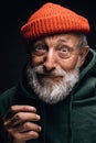 A happy elderly man looking extremely surprised and astonished, close up face. Royalty Free Stock Photo